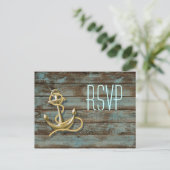 strand dock strand anchor nautical bruiloft rsvp uitnodiging briefkaart (Staand voorkant)