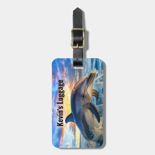 Strand Dolfijn Monogram Bagagelabels (Voorkant verticaal)