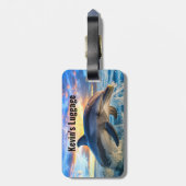 Strand Dolfijn Monogram Bagagelabels (Achterkant verticaal)