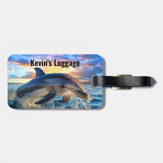 Strand Dolfijn Monogram Bagagelabels (Achterkant horizontaal)