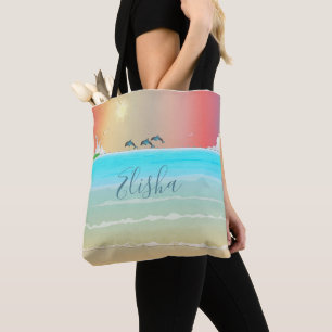 Strand Dolfijnen Licht Huis Oceaan Tote Bag