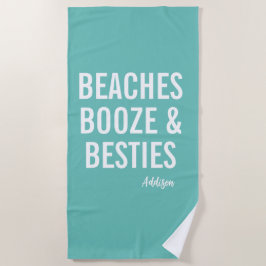 Strand, drank & vriendinnen Teal strandhanddoek Strandlaken