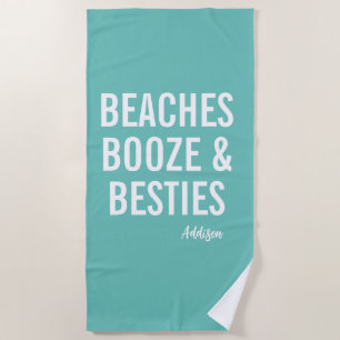 Strand, drank & vriendinnen Teal strandhanddoek Strandlaken