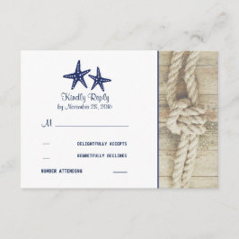 Strand Driftwood rustieke nautische bruiloft RSVP Kaartje