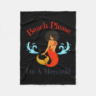 Strand een zeemeermin grappige zwarte zeemeerminne fleece deken