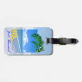 Strand en blauwe lucht bruiloft net getrouwd bagagelabel (Achterkant horizontaal)