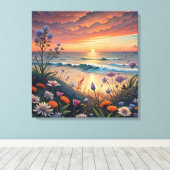 Strand en bloemen canvas kunst (Insitu (Houten vloer))