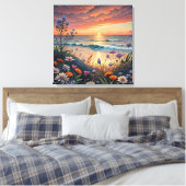 Strand en bloemen canvas kunst (Insitu (Slaapkamer))