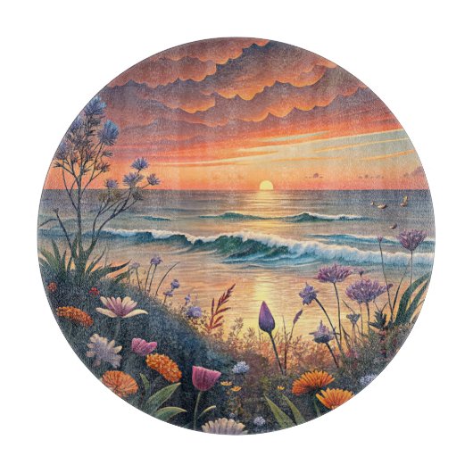Strand en Bloemen Snijplank (Voorkant)