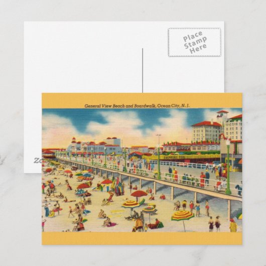  strand en Boardwalk Ocean City NJ Briefkaart (Voorkant / Achterkant)