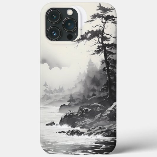 Strand en bos Inkt Stijl Graphic Case-Mate iPhone Case (Achterkant)