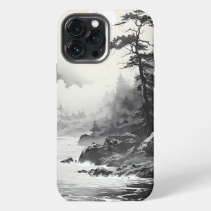 Strand en bos Inkt Stijl Graphic iPhone 13 Pro Max Hoesje
