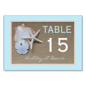 Strand en Burlap Bruiloft Tafel Nummers Kaarten (Achterkant)