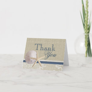 Strand en Burlap Navy Blue Dank u Bedankkaart