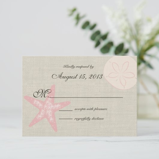 Strand en Burlap RSVP (Staand voorkant)