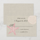 Strand en Burlap RSVP Kaartje (Voorkant / Achterkant)
