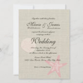 Strand en Burlap Starfish bruiloft Kaart (Voorkant)