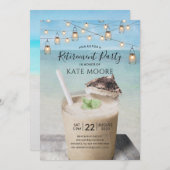 Strand en cocktail String Lights Pensioenfeest Kaart (Voorkant / Achterkant)