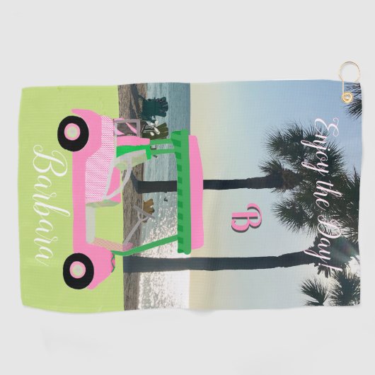 Strand en Golf Monogram Naam Golf Handdoek (Horizontaal)