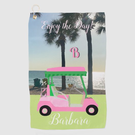 Strand en Golf Monogram Naam Golf Handdoek (Voorkant)