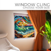 Strand en golven Glas in lood kunst Raamsticker