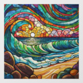 Strand en golven Glas in lood kunst Raamsticker (Vel)