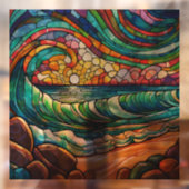 Strand en golven Glas in lood kunst Raamsticker (Vel 2)