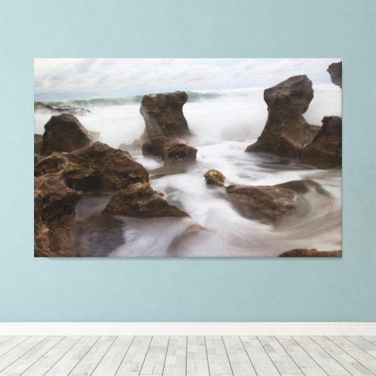 strand en golven van het Koraalpark Canvas Afdruk (Insitu (Houten vloer))