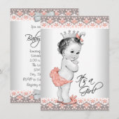  strand en grijs babymeisje kaart (Voorkant / Achterkant)