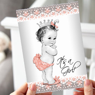 strand en grijs babymeisje kaart