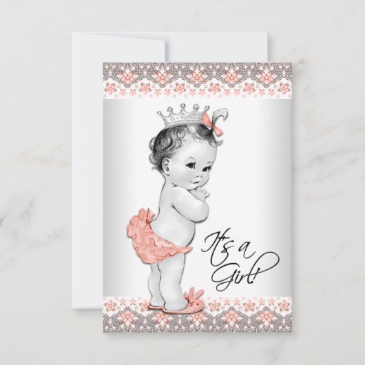  strand en grijs babymeisje kaart (Voorkant)