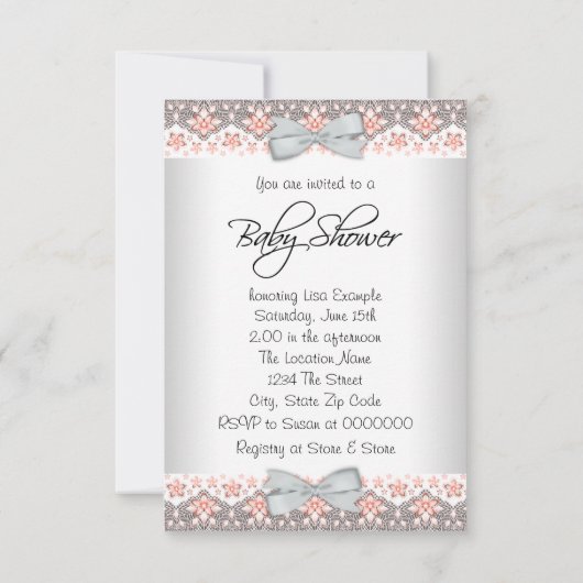  strand en grijs babymeisje kaart (Achterkant)