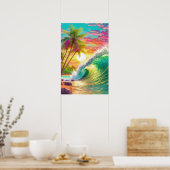 Strand en grote golf poster (Keuken)