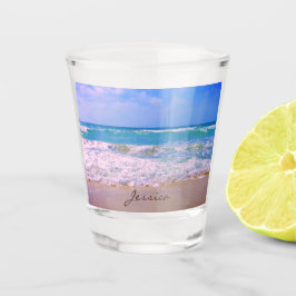 Strand en het mooie Zee Gepersonaliseerde Naam Shot Glas