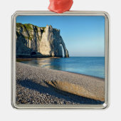 strand en klif van Etretat in France Postca Metalen Ornament (Voorkant)