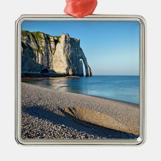 strand en klif van Etretat in France Postca Metalen Ornament (Voorkant)