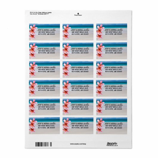 Strand- en oceaan aangepaste retouradreslabels etiket (Full Sheet)