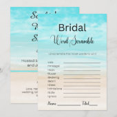 Strand en Oceaan Bruids Blauw Woord Scramble Game Kaart (Voorkant / Achterkant)