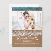 Strand en oceaan schatten foto Save The Date Aankondigingskaart (Voorkant / Achterkant)