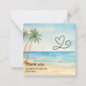 Strand en Palm Trees Wedding Dank u Kaart Opmerkin Notitiekaartje (Voorkant)