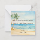 Strand en Palm Trees Wedding Dank u Kaart Opmerkin Notitiekaartje (Achterkant)