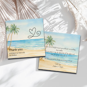 Strand en Palm Trees Wedding Dank u Kaart Opmerkin Notitiekaartje