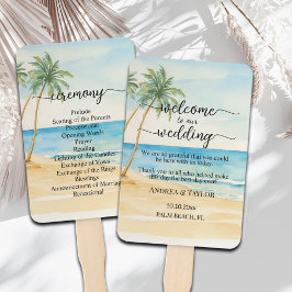 Strand en Palm Trees Wedding Program Ceremonie Handwaaier
