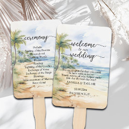 Strand en Palm Trees Wedding Program Ceremonie Handwaaier