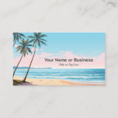 Strand- en palmbomen met QR Code Tropical Visitekaartje (Voorkant)