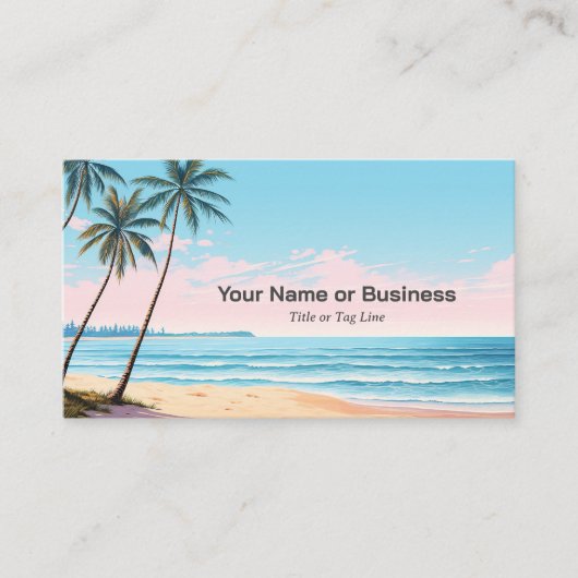 Strand- en palmbomen met QR Code Tropical Visitekaartje (Voorkant)