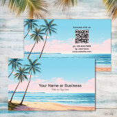 Strand- en palmbomen met QR Code Tropical Visitekaartje