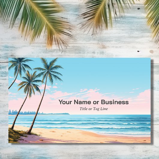 Strand- en palmbomen met QR Code Tropical Visitekaartje