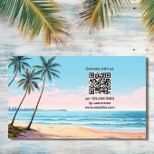 Strand- en palmbomen met QR Code Tropical Visitekaartje