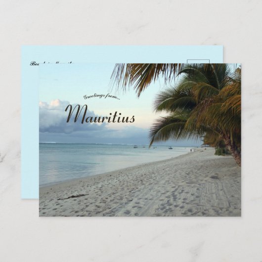 Strand en palmbomen op Mauritius Briefkaart (Voorkant / Achterkant)